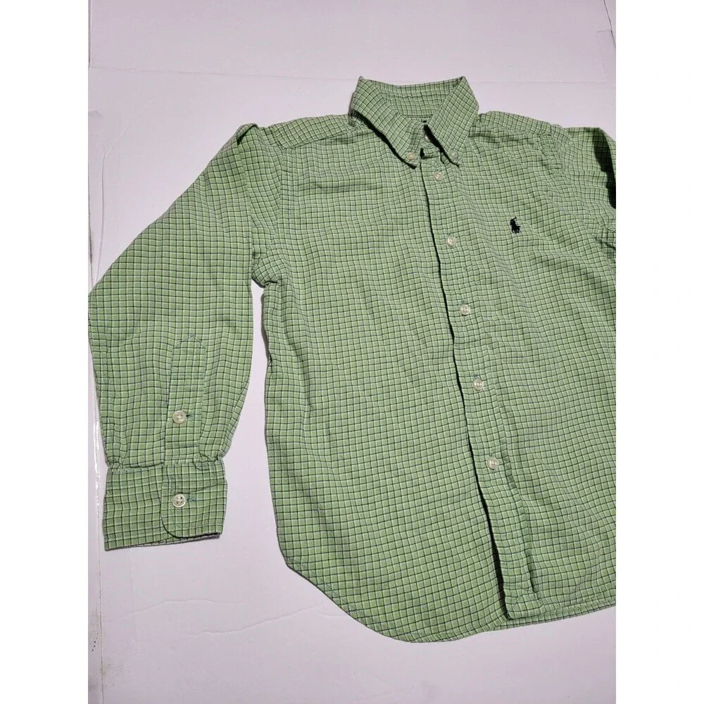 (#16) Polo Ralph Lauren Button Up Size Toddler 4T Green Check Plaid Long Sleeve